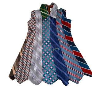 DRESS UPCYCLED WITH NECK TIES SIZE: 7/8 MULTICOLOR
